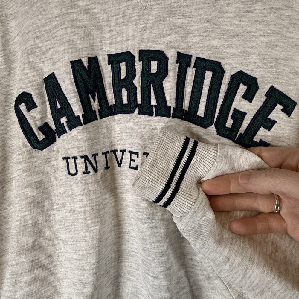 VTG University Cambridge Ringer Sweatshirt Crew RARE Academia SIZE SMALL 80s 90s - Picture 6 of 15